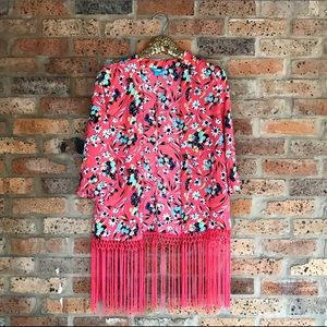 L'AMOUR | Floral kimono with fringe